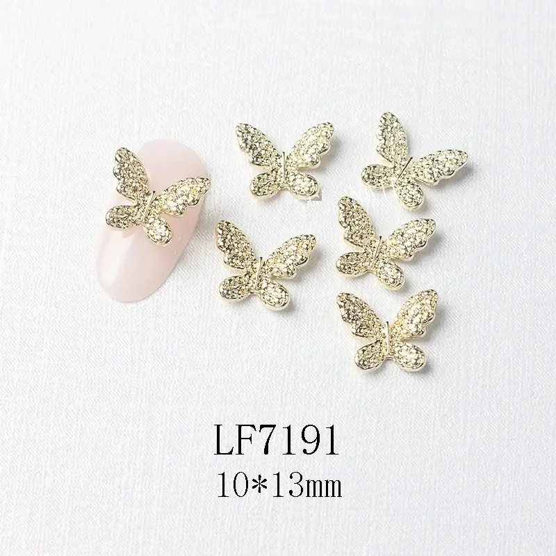 Alloy Nail Art Butterfly Ornament Gold Silver Glitter 3D Flying Butterfly Jewelry Nail Charm Decoration